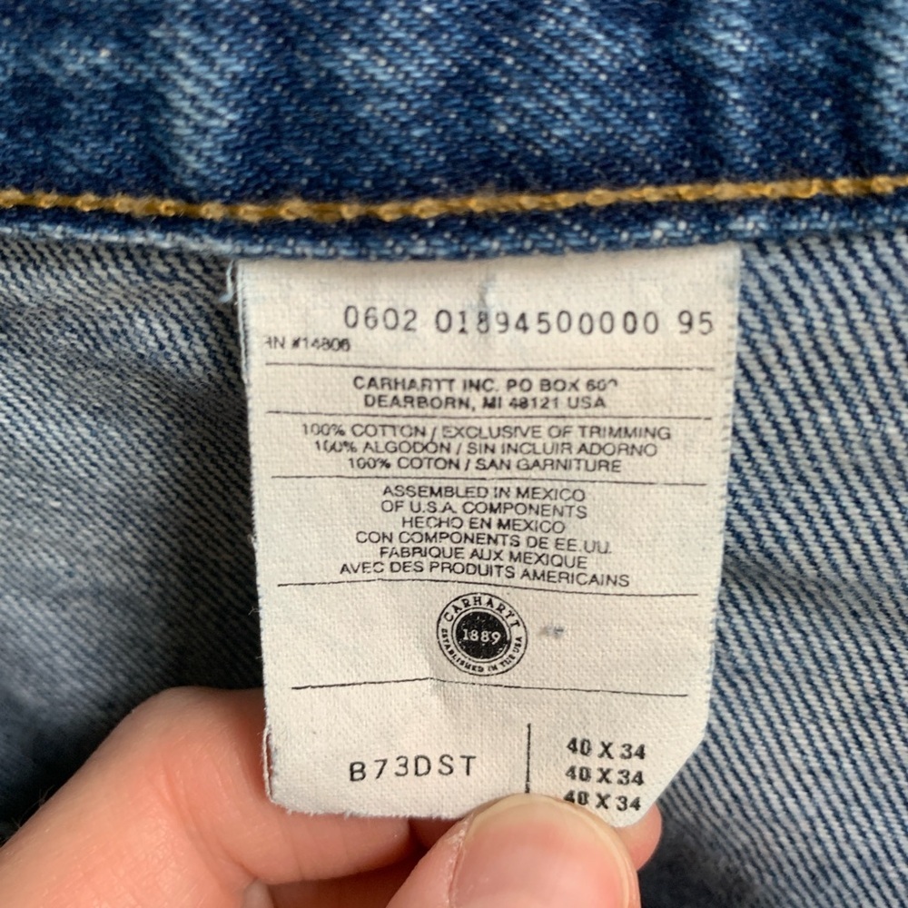 Carhartt Double Front Dungaree Denim Jeans 40x34 - Picture 2 of 4